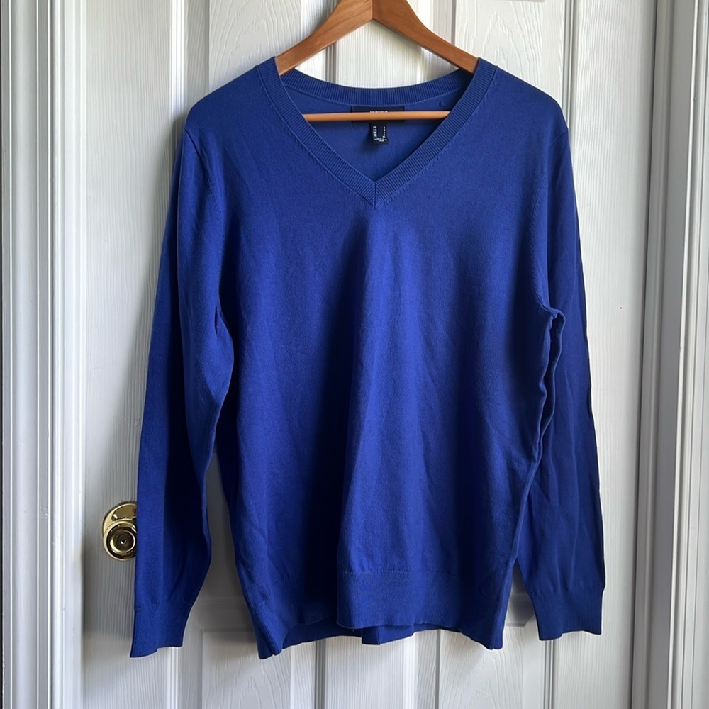 Lands’ End V-Neck Sweater – Women’s Large, Blue
